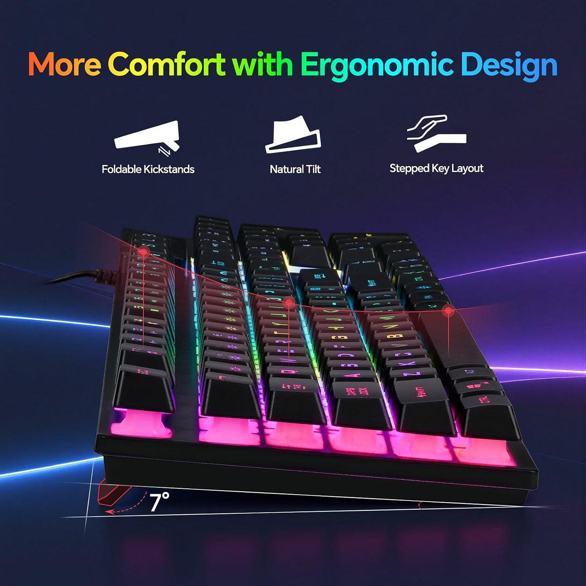 Gaming Keyboard and Mouse, Headset, Mouse Pad Combo, 10 RGB Backit Effects