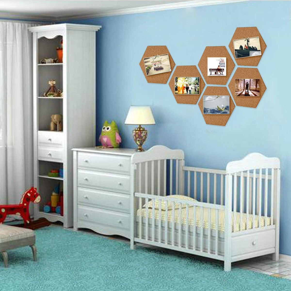 HBlife 10 Pack Hexagon Self-Adhesive Cork Board Tiles 12" X 10"