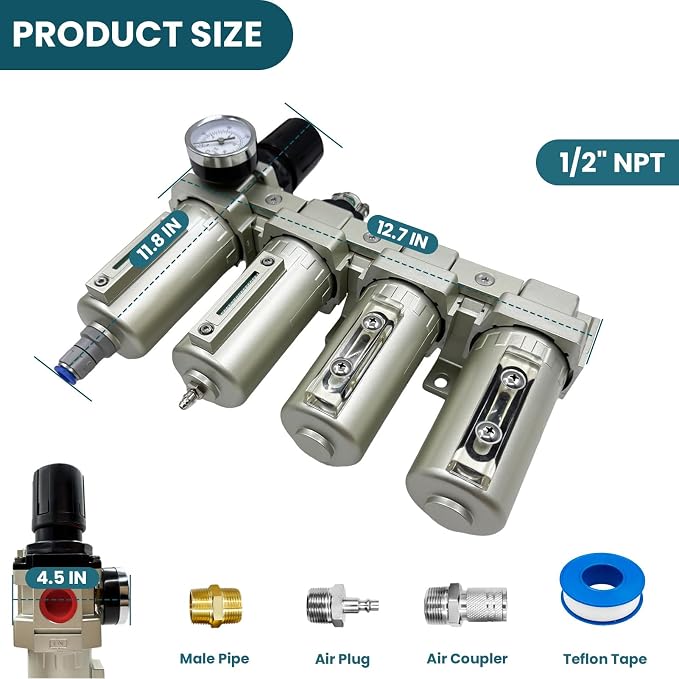 Upgraded 1/2" NPT Heavy Duty Industrial Grade 4 Stage Air Drying System