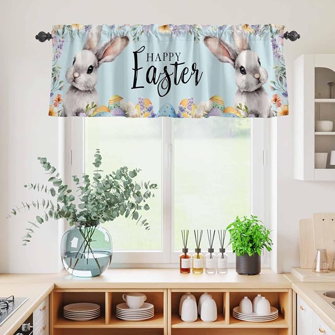 Happy Easter Kitchen Curtains Set 3 Piece