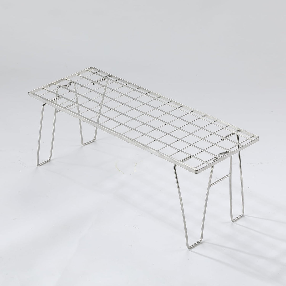 CAMPINGMOON Foldable Mesh Camping Rack Stackable Camp Storage Shelf Fire Pit Side Table Portable Outdoor Organizer Stainless Steel T-225A