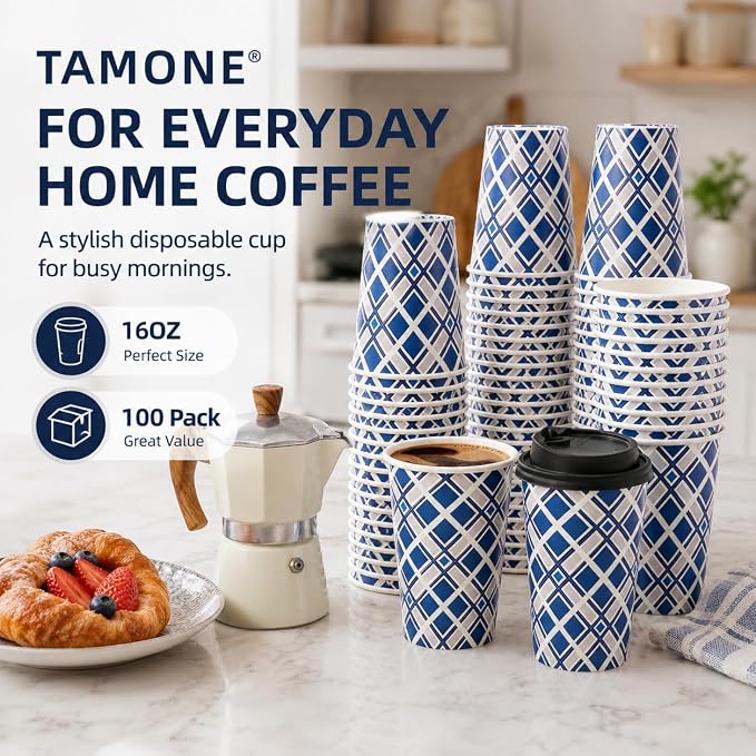 Tamone 100 PACK 16OZ Disposable Coffee Cups