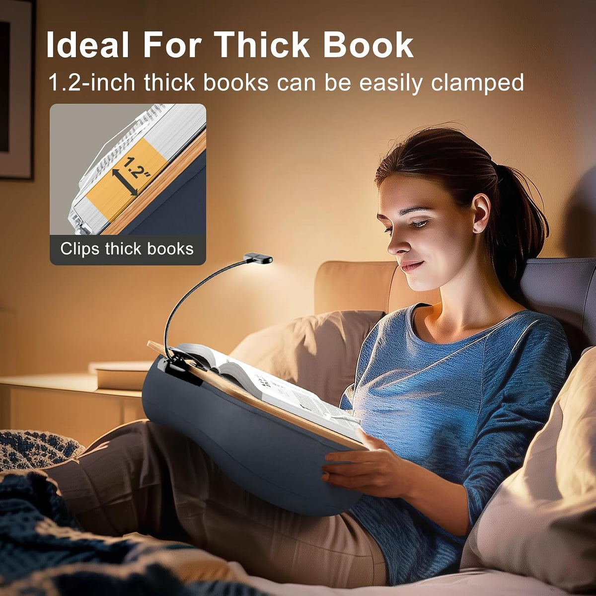 Reading Book Pillow Stand with 3-Color Adjustable Light