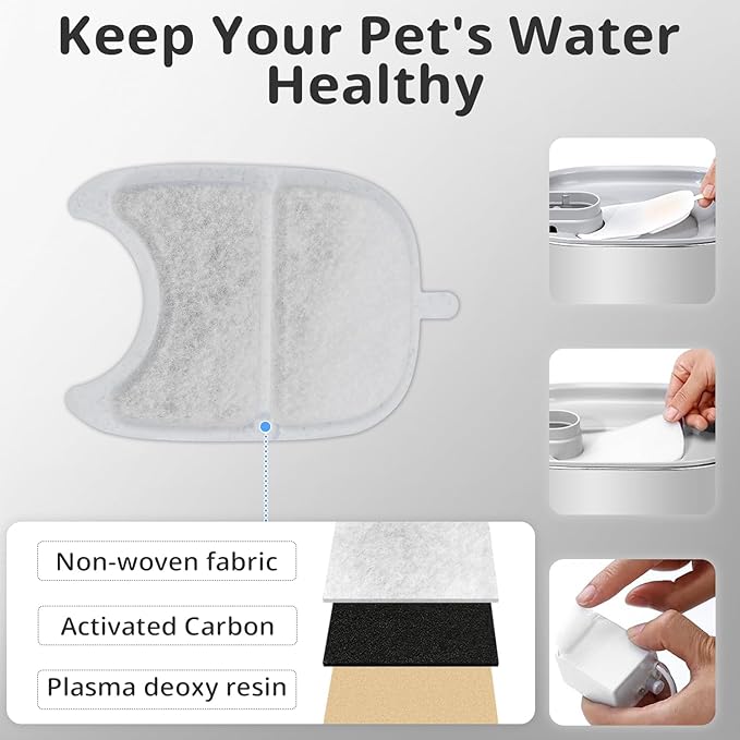 Cat Water Fountain Filter Pet Drinking Fountain Filter for 135 fl.oz/4L Wilreless Cat Water Fountain-6 Set Replacement Filters with Sponges