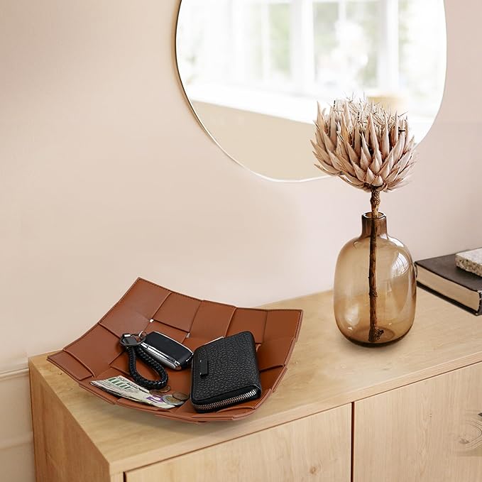 Valet Tray PU Leather Key Holder Bowl