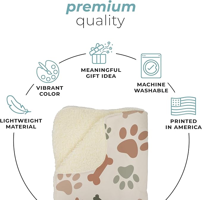 Prints Next Day – Custom 30" x 40" Fleece Pet Lightweight Blanket Personalized with Pet Lightweight's Name - Paw Pattern - Gift for Dog Owners - Printed in America