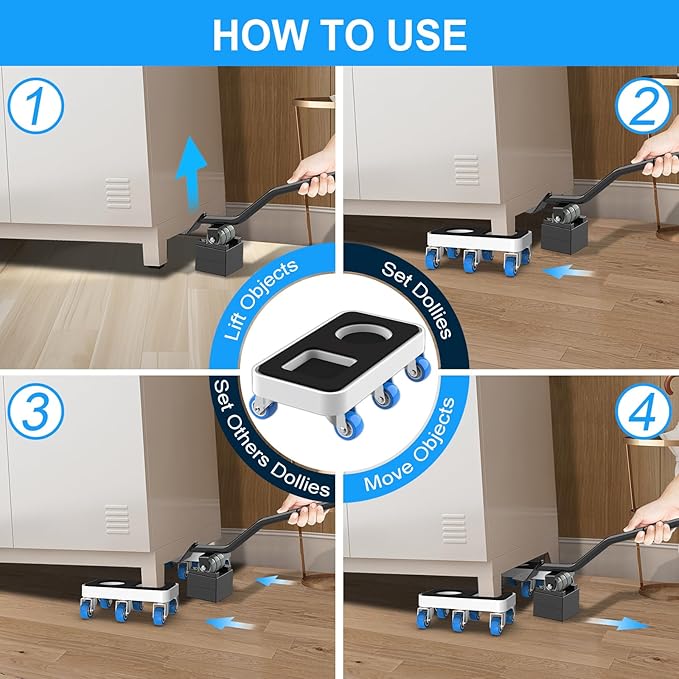Furniture Dolly with Dual Groove Design: Furniture Sliders with 6 Wheels