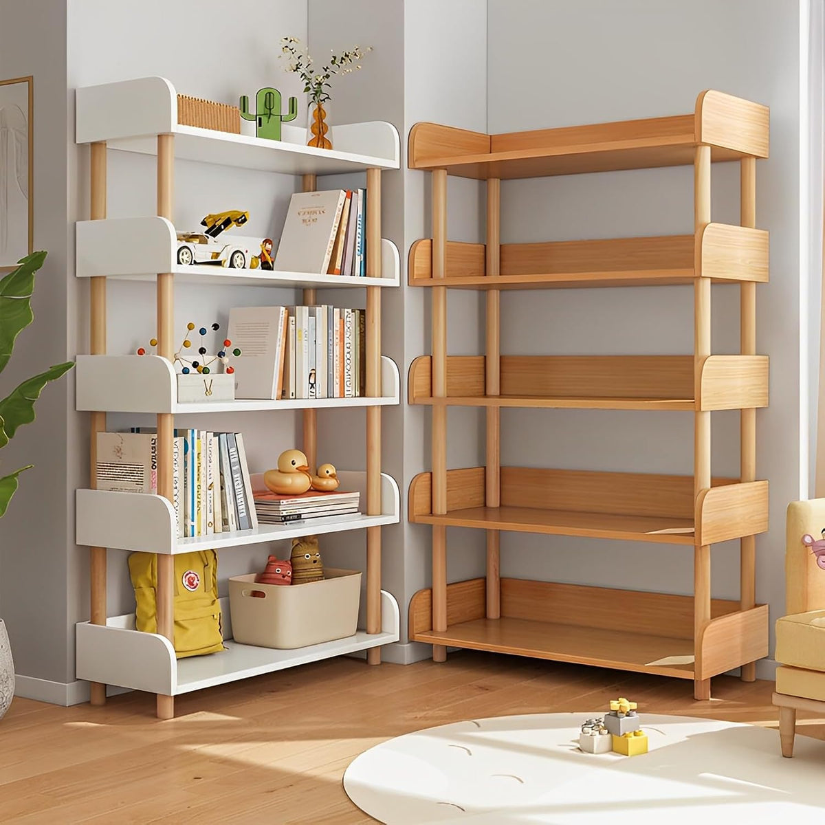 OSCHF 5-Tier Wooden Open Bookcase, Oak