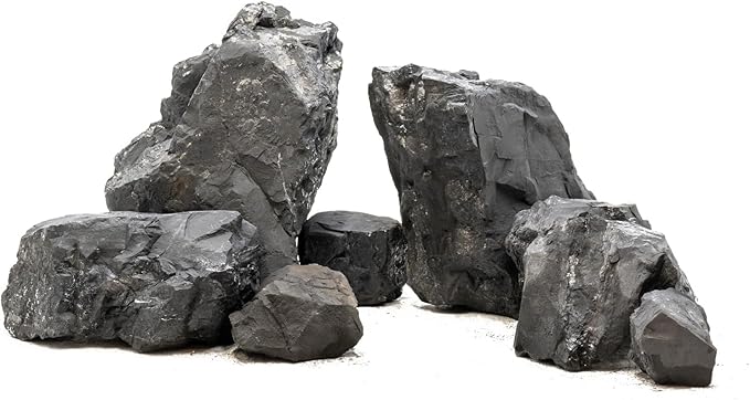 Unocho Aquarium Rocks 40lb Natural Slate Stone Rocks for Aquariums Landscaping Paludarium Model Tank Decoration Aquascaping Amphibian Enclosures Garden(3"-10"-12pcs)