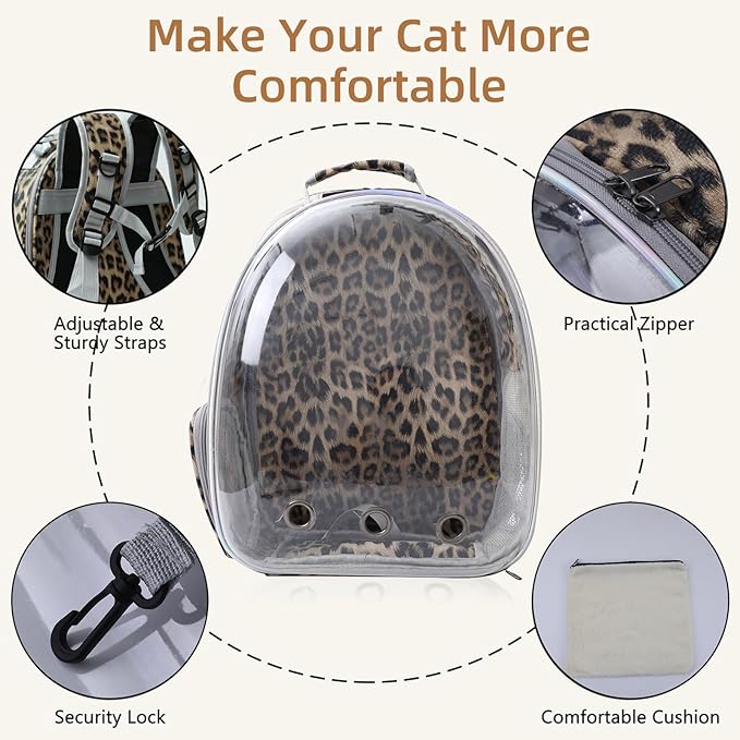 Cat Backpack Carrier Back Expandable Bubble Pet Carrier Backpack for Large Cat, Kitten and Dog, Designed for Hiking, Travelling and Outdoor Use (Back Expandable-Animal)