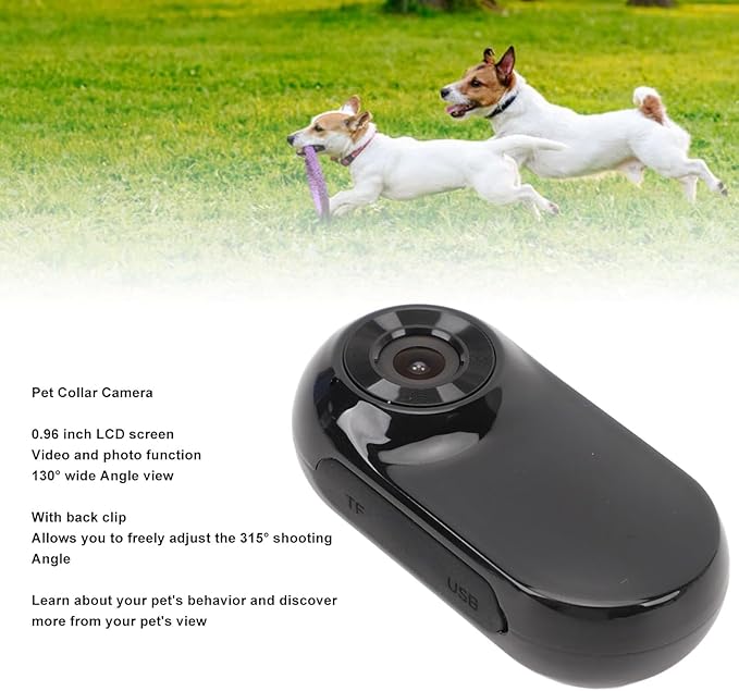 Hd 1080p Cat Camera Collar, Adjustable Wireless Pet Tracker with Memory Card, Mini Action Camera for Dogs & Cats, Video Recording & Monitoring Black 32GB