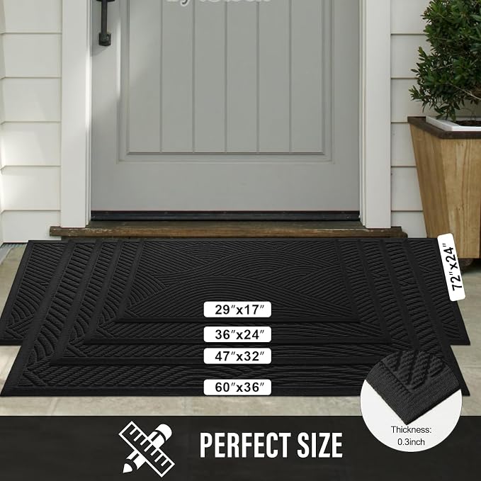 HIYARD Sturdy Front Door Mat, Absorbent Muddy Dirt Resist Welcome Door Mats