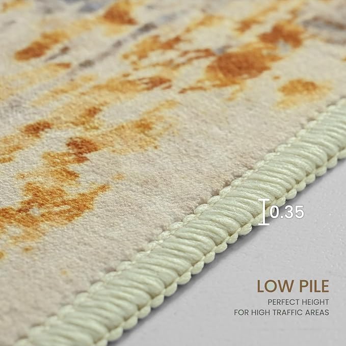Entryway Rug 3x5 Beige Bedroom Area Rug Washable Non Slip Abstract Boho Rugs