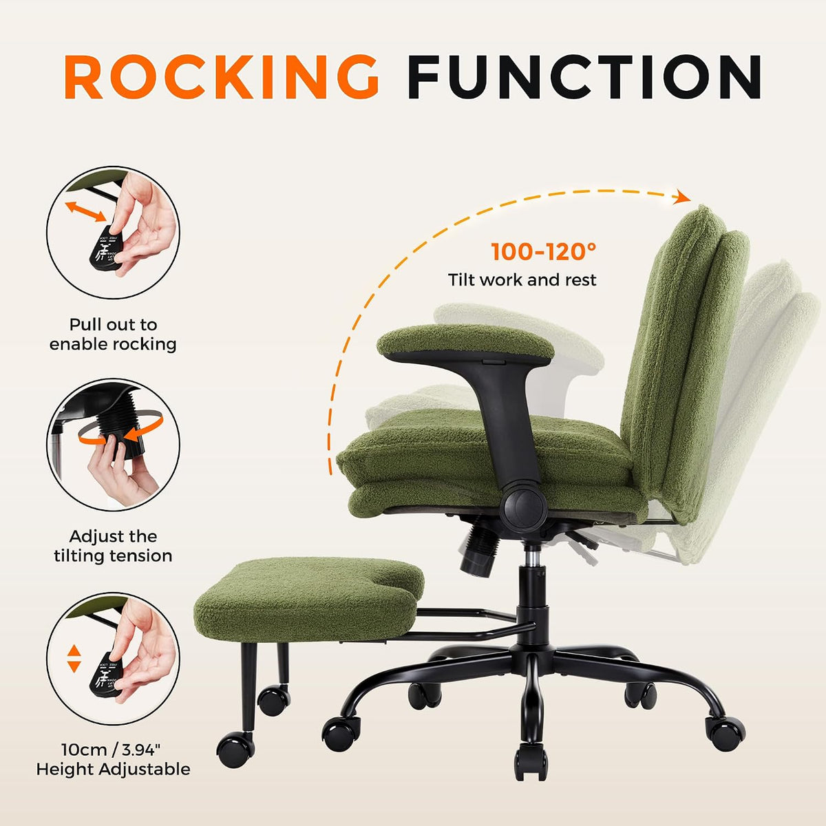 IWMH Cross Legged Office Chair with Flip-up Armrests for ADHD, Extra Wide