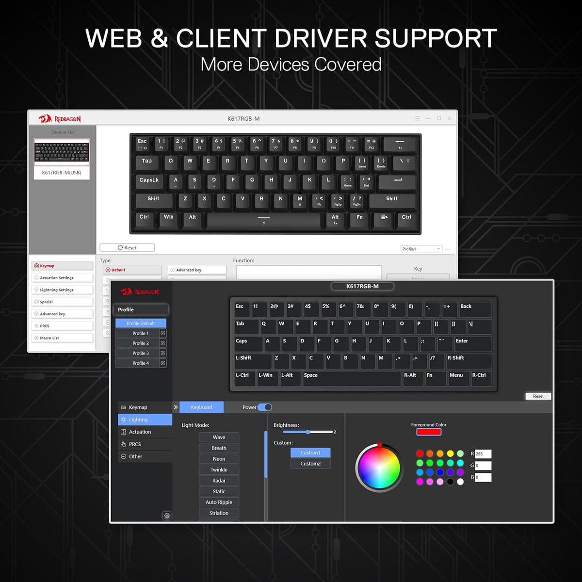 Redragon K617 HE Wired Hall-Effect Rapid Trigger Magnetic Gaming Keyboard