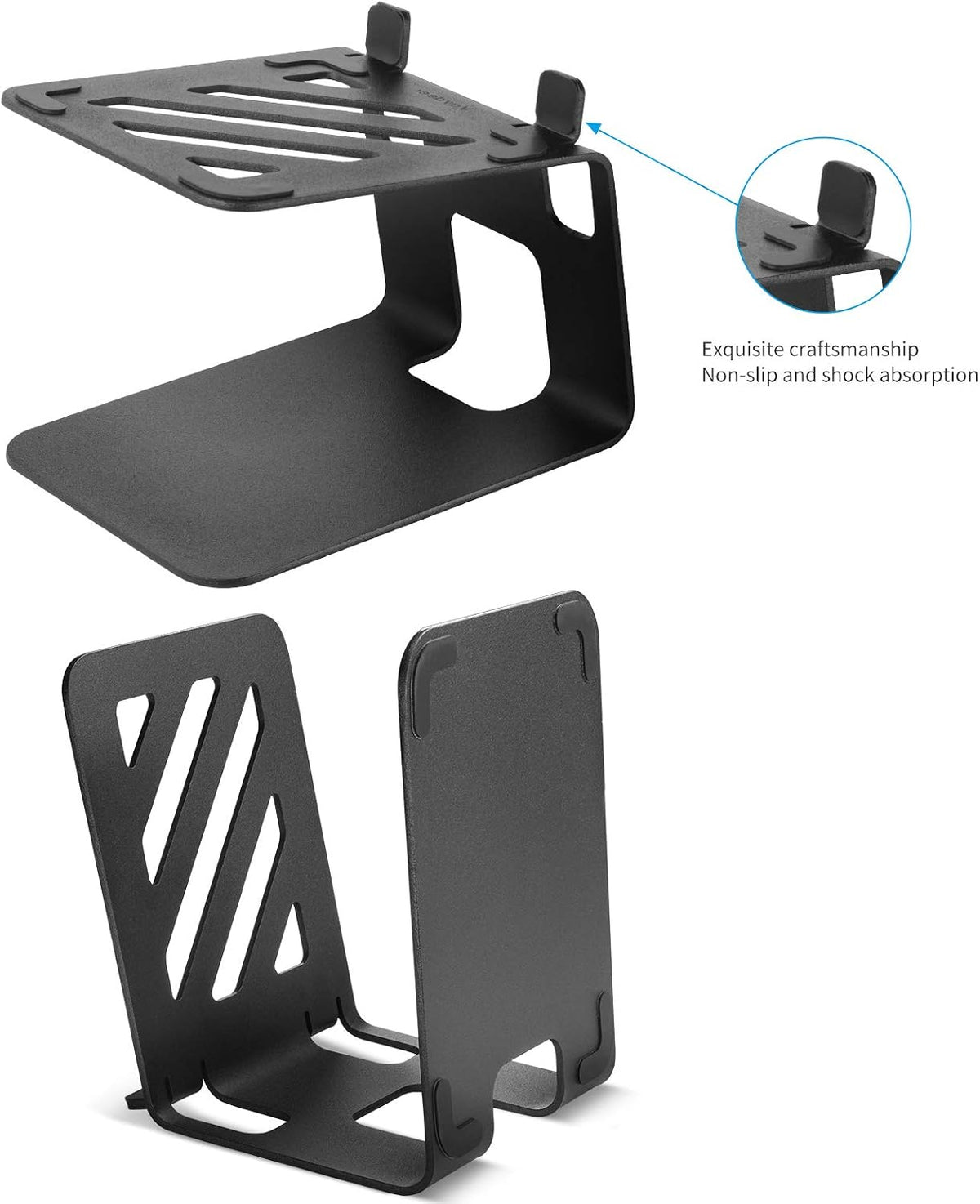 VAYDEER Desktop Speaker Stands with Vibration Absorption Pads, Metal Speaker Stands Pair Support Up to 40lbs,Bookshelf Speaker Stands for Better Audio Experience (7.09 x 5.51 x 5.12 inch)