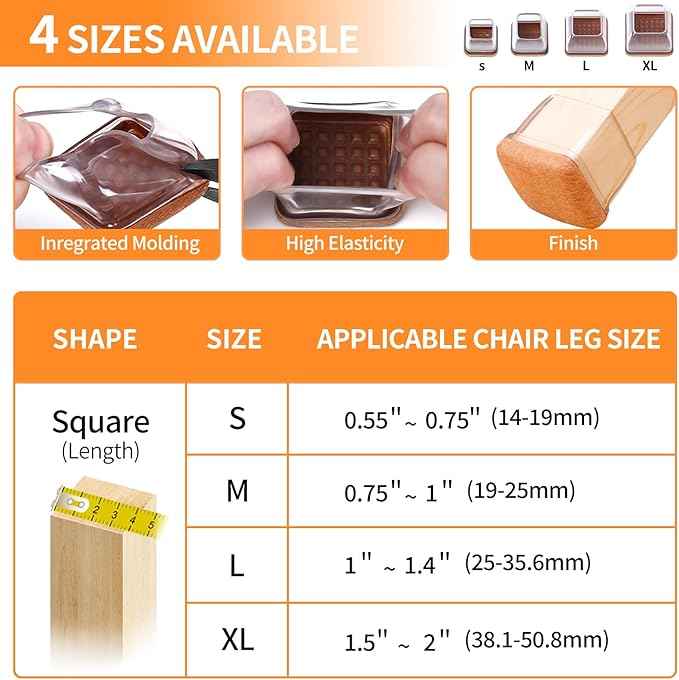 Ezprotekt 24 Pcs Small Clear Square Chair Leg Floor Protectors
