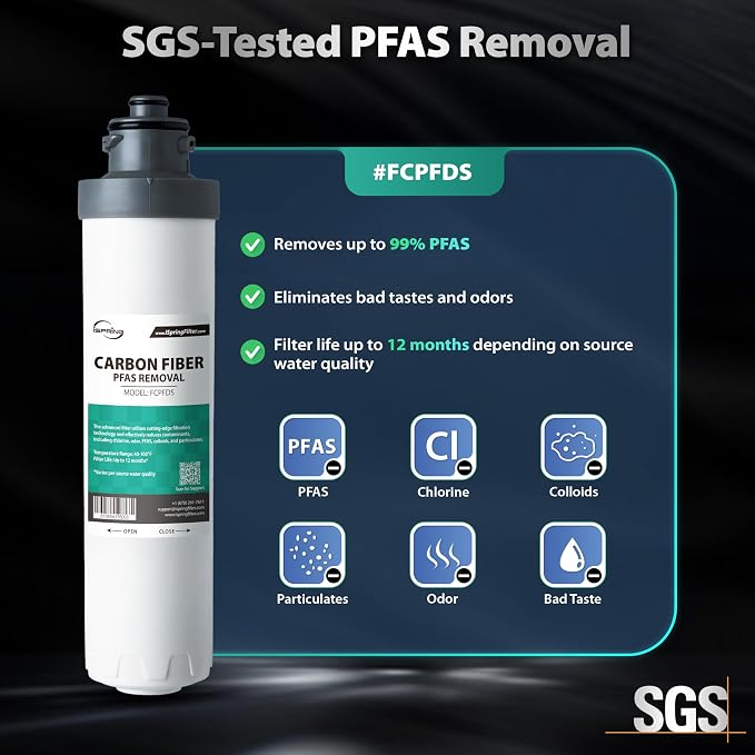 iSpring SGS-Tested PFAS Removal Carbon Block Replacement Water Filter Cartridge