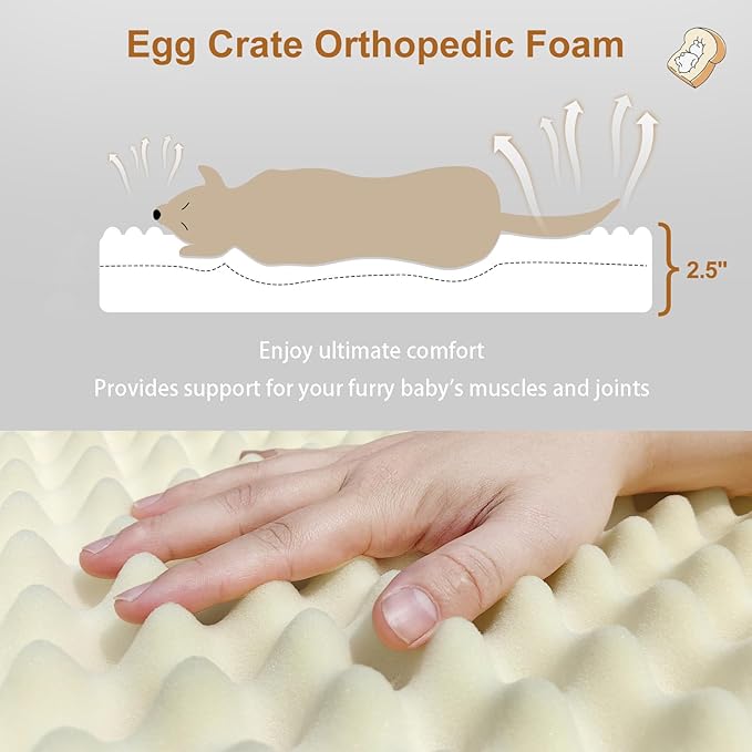 Orthopedic Dog Bed Medium Sizes, Waterproof Toast Dog Bed for Small/Large Dogs Bed The Pet Bed Washable Removable Cover and Non-Slip Bottom Bolster Puppy Kitten Washable Pet Bed