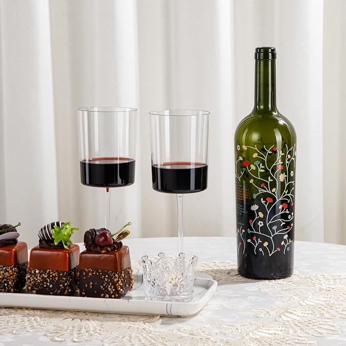 Ciaell 12 Pack Clear Plastic Wine Glasses - 14Oz Plastic Wine Glasses -