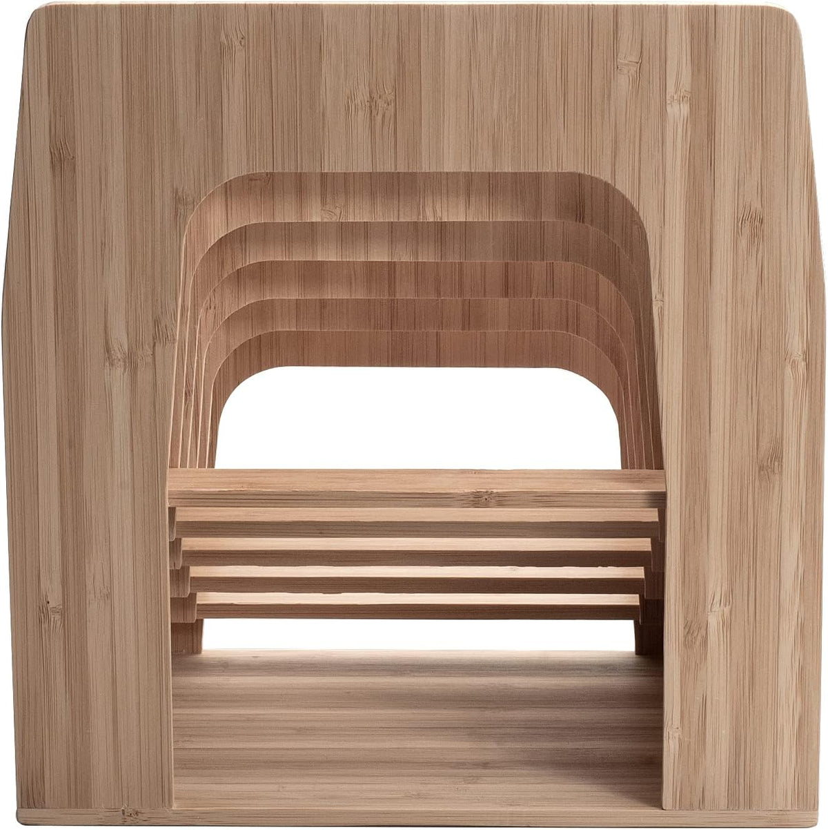 MobileVision Bamboo Desktop Inclined File Folder Organizer and Paper Tray, Upright Sections, Step Sorter, 5 Slots