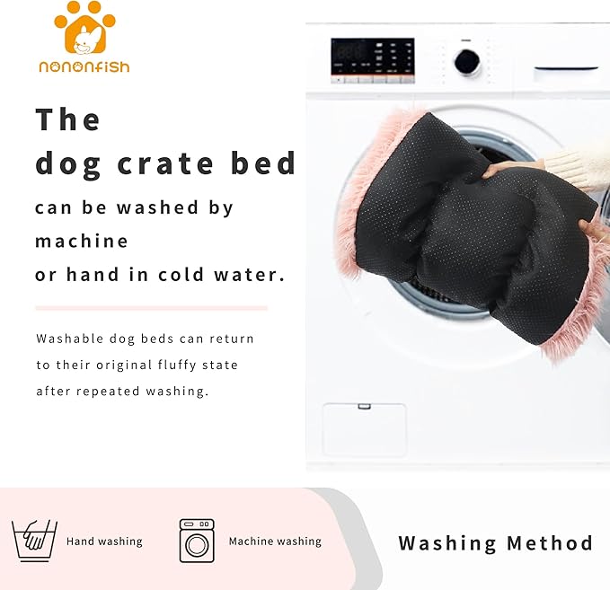 nononfish Dog Crate Bed for Small Dogs Washable Orthopedic Flat for Inside Crate Cages Kennel House Sofa Plush Comfy Sleeping Pink 24 in