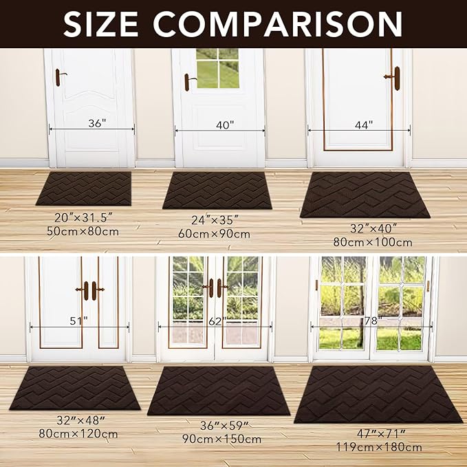 hicorfe Indoor Doormat, Welcome Door mat, Non Slip Door Mats 20"x32" Absorbent