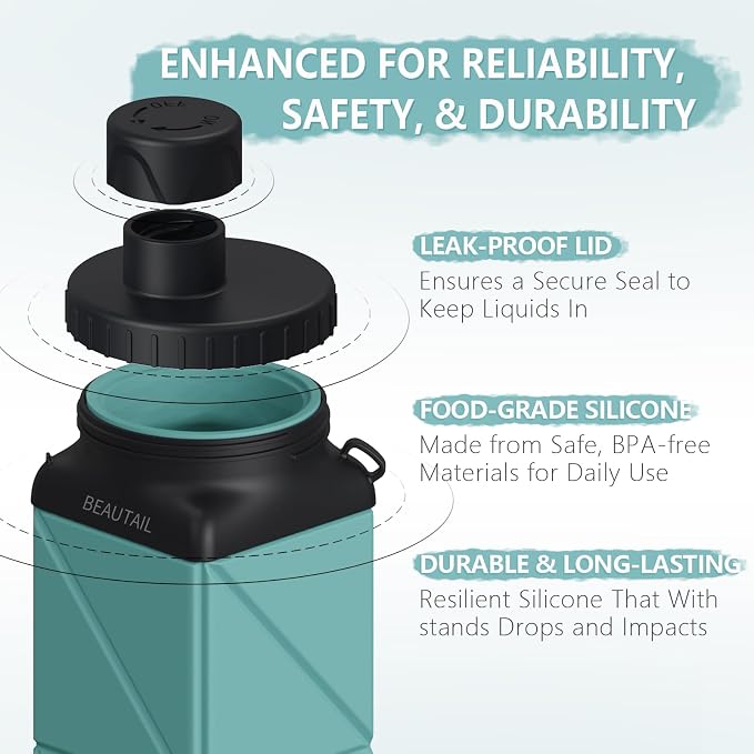 BEAUTAIL Collapsible Water Bottles 21 oz, Silicone Portable Water Bottle | BPA