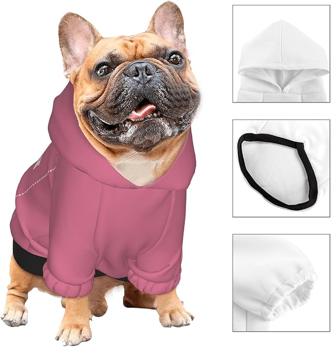 Personalized Chihuahua Dog Hoodie, Custom Pet Warm Sweatshirt Costume with Name Number Photo, Customize ID Clothes for Pupppy Kitten Dogs Cats, DarkPink, S