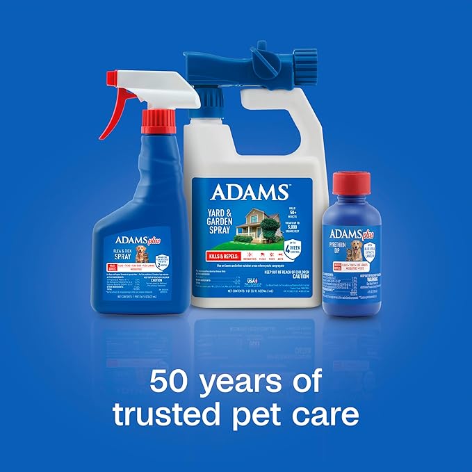 ADAMS Plus Pyrethrin Flea Dip for Dogs and Cats, Kills and Repels Fleas, Ticks, Lice, Gnats, Mosquitoes and Flies, for Dogs, Cats, Puppies, & Kittens, 4 Fl oz
