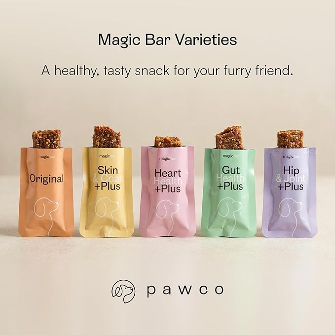 Pawco Magic Bar for Dogs – Supports Energy, Digestion & Overall Wellness – Soft, High-Protein Peanut Butter Bars with Pumpkin & Chicory Root – Pack of 8