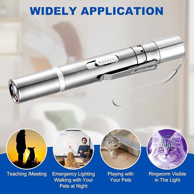 Laser Pointer, Cat Toys for Indoor Cats, Kitten Dog Laser Pen Toy, Red Dot LED Light Pointer Interactive Toys for Indoor Cats Dogs, USB Charging, 5 Switchable Patterns