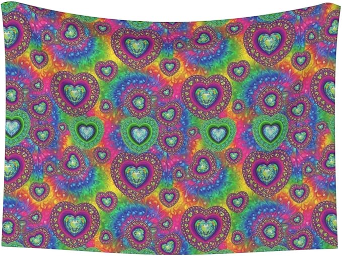 Reversible Plush Dot Pet Blanket for Dogs and Cats, Tie Dye Psychedelic Purple Love Heart, Ultra Soft Two Sided Design with Warm Fuzzy Side and Smooth Side for Comfort