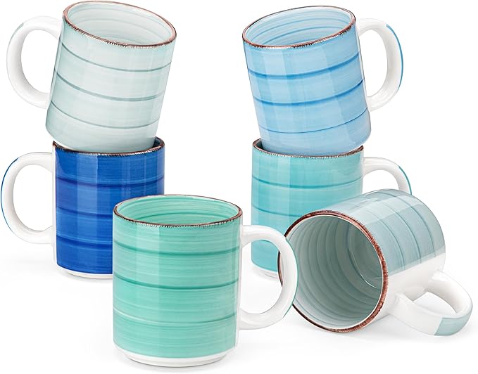 vancasso Bonita Ceramic Coffee Mug Set of 6, 16 Oz Coffee Cups