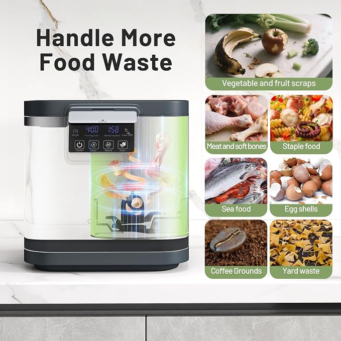 COSTWAY 4L Electric Composter for Kitchen, Smart Waste Dispenser Countertop