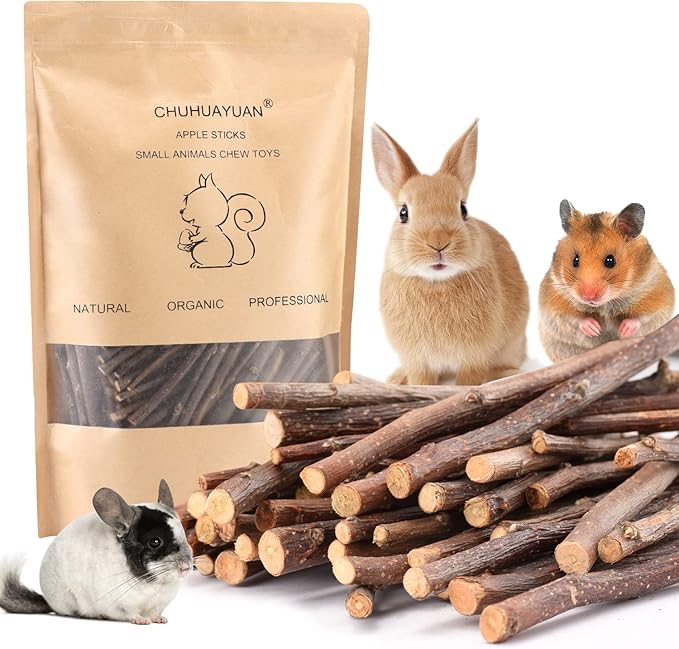 Natural Apple Sticks, 500g Treats Food for Small Animals, Chew Toys for Chinchilla Guinea Pigs Rabbit Squirrel Hamster Bunny