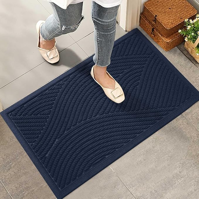 HIYARD Sturdy Front Door Mat, Absorbent Muddy Dirt Resist Welcome Door Mats