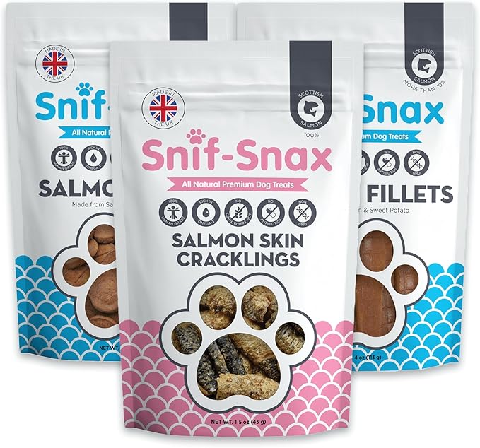 Snif-Snax Salmon Variety Pack Dog Treats (3 Pack) – All Natural, Human Grade, Grain Free Training Treats for Dogs & Puppies – High Protein, Healthy Reward Snacks with Omega-3s