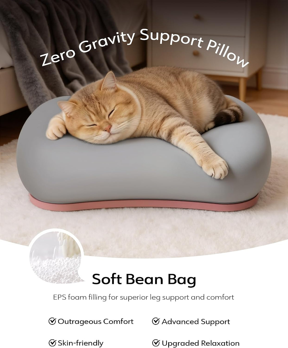 LULULOOK 2-in-1 Lap Desk & Kindle Pillow Stand with Beanbag