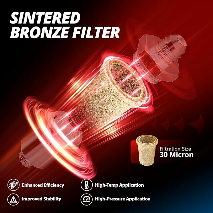 EVIL ENERGY 8AN Billet Inline Fuel Filter 30 Micron Aluminum Black
