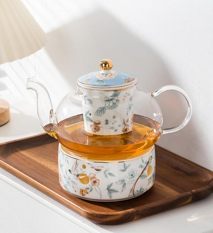 Jusalpha Porcelain Tea Set, 4 Cups and Saucers