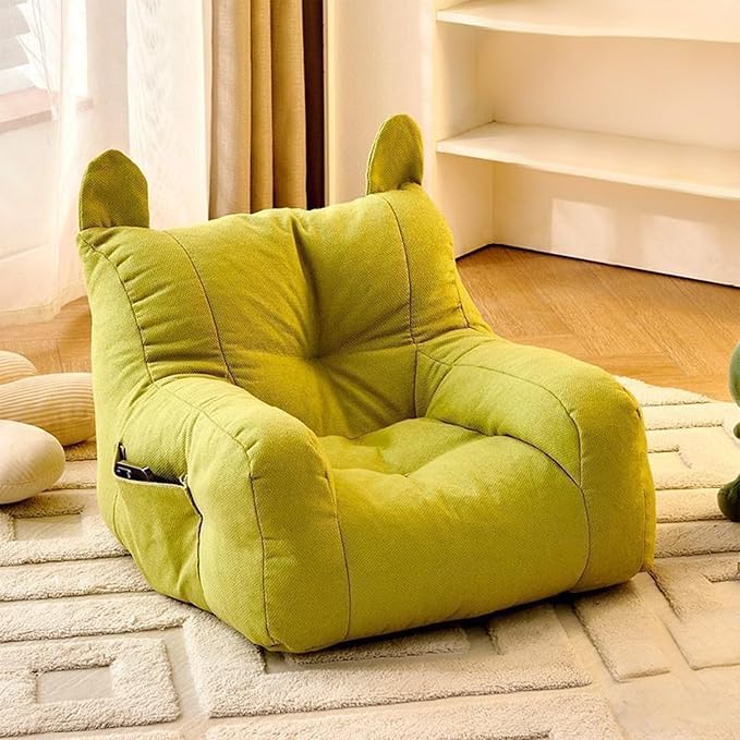 Cute Ear Pet Sofa Bed, Pet Bed Mat, Linen Pet Bed for Small & Medium Dogs and Cats, Soft Washable Pet Furniture Beds Supplies for Dog Kitty (Green)
