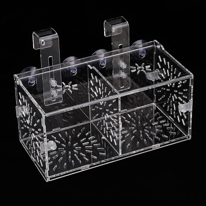 Fish Breeding Box, Acrylic Fish Isolation Box Transparent Aquarium Acclimation Hatchery Incubator with Suction Cups Aquarium Breeder Box for Newborn Fry Shrimp
