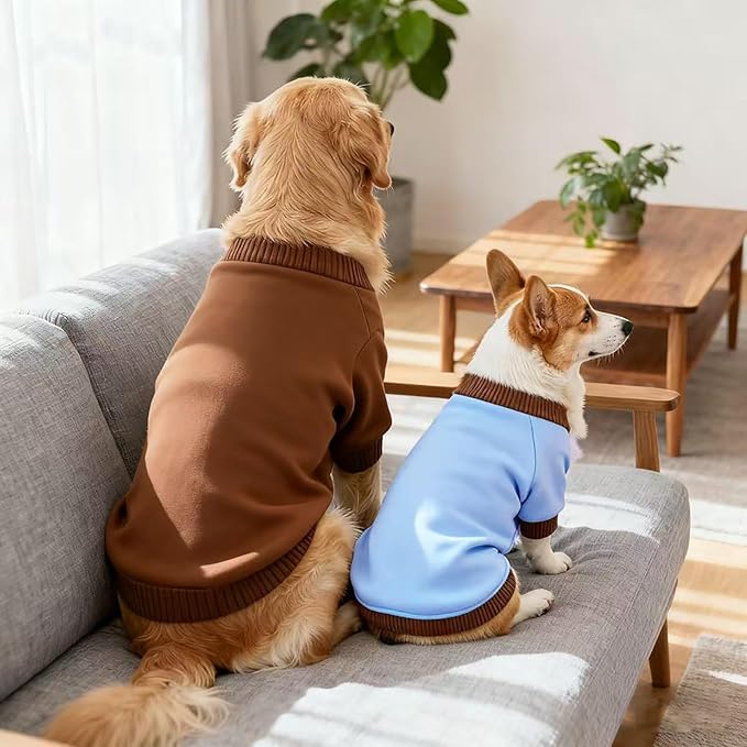 Custom Dog Hoodie, Personalized Sweatshirt with Photo Text Name Logo, Customized Hooded Sweater for Small Medium Large Dogs & Cats (Blue + Brown Border, X-Large)