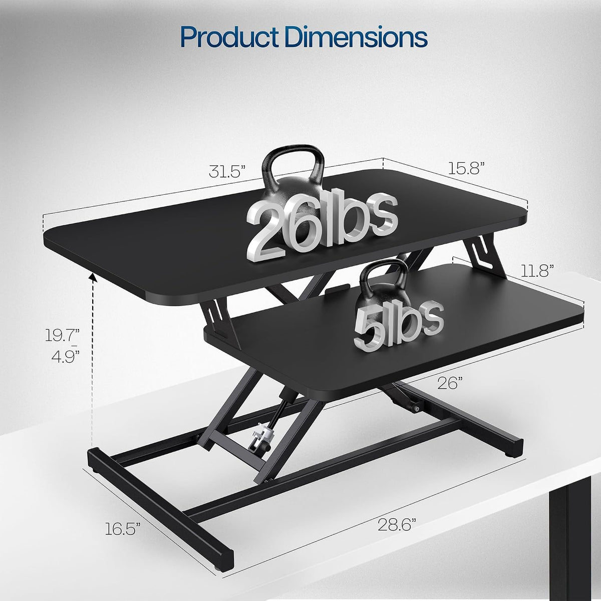 VIVO 32 in Standing Desk Riser, Height Adjustable Workstation