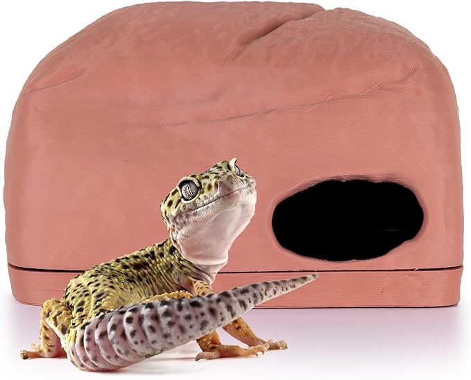 Gecko Cave Reptile Hide – Naturalistic Terrarium Shelter for Geckos, Lizards, Snakes, Bearded Dragons, Tortoises & Other Reptiles - Terracotta