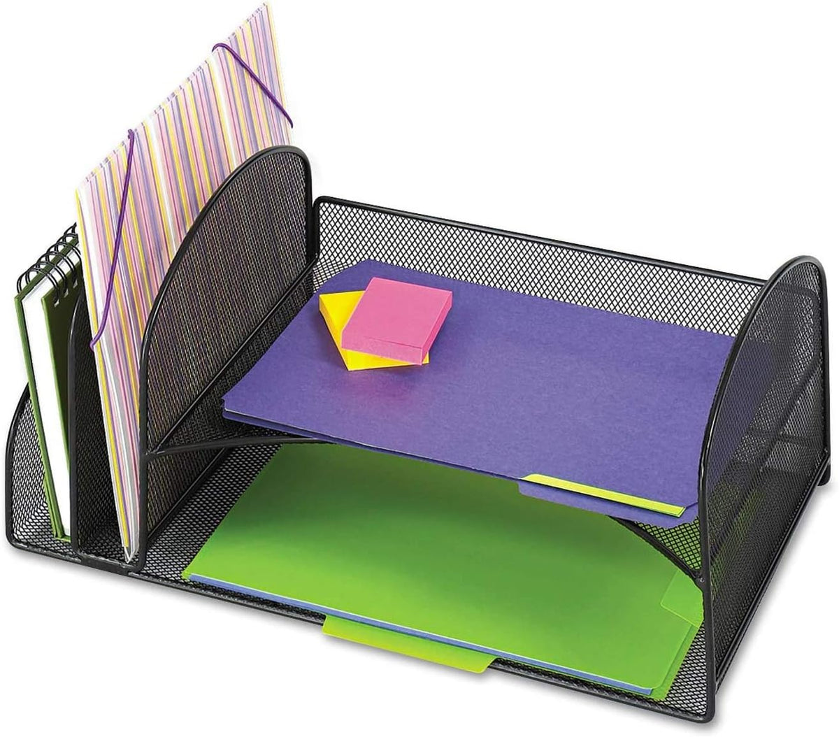 Safco 3264BL Onyx Mesh Desktop Organizer with 2 Vertical, 2 Horizontal Sections, Black