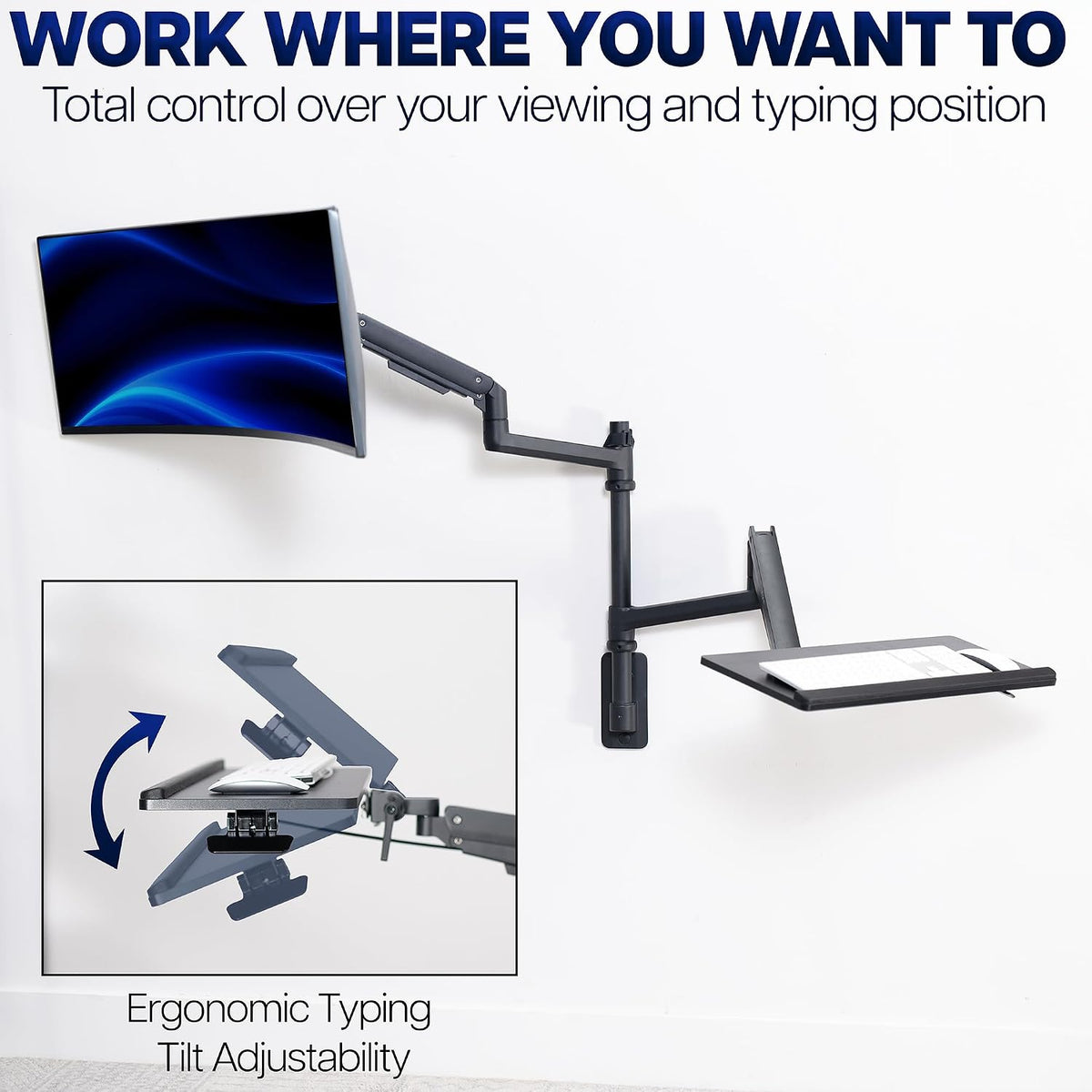 VIVO Ultrawide Wall Mount with Tray, Up to 49 in Screens, MOUNT-V120KB35C