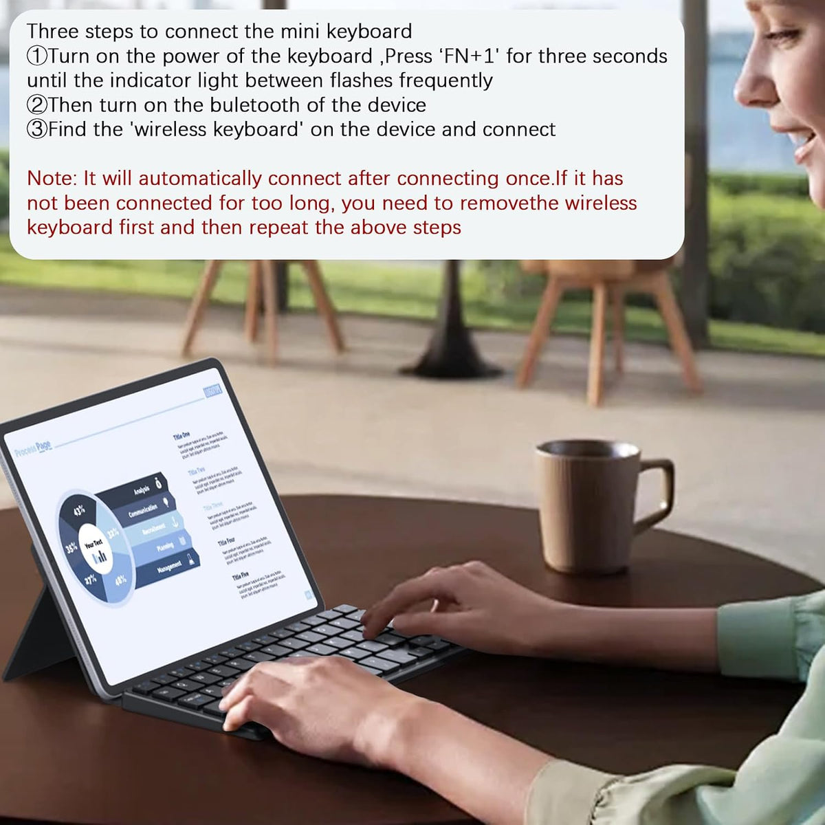 Universal Wireless Keyboards Portable Mini Keyboard with Any-Angle Stand