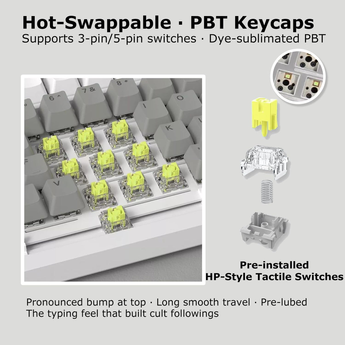 AJAZZ AK820 Wired 75% Mechanical Keyboard, HP-Style Tactile, Hot-Swappable